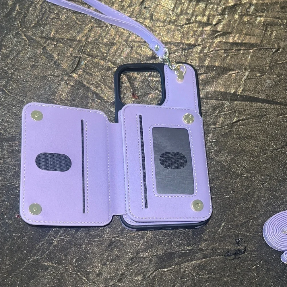 Purple Phone Case with Strap and Zipper